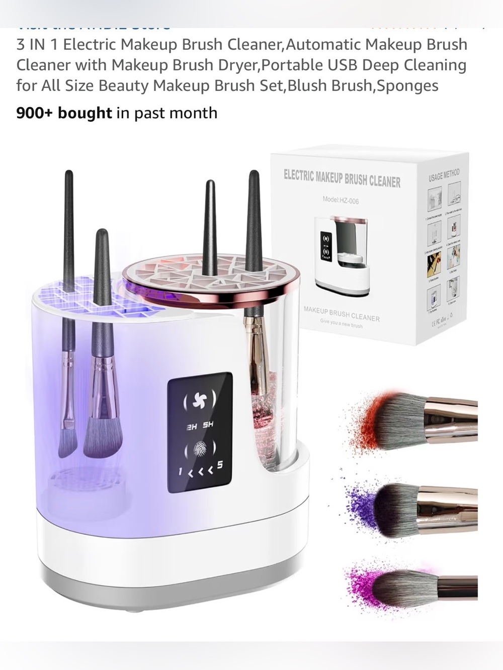 New 3 in 1 Electric Makeup Brush Cleaner, Automatic Portable USB Deep Cleaning